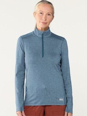 NWT REI Heathered Slate Blue Quarter-Zip Pullover